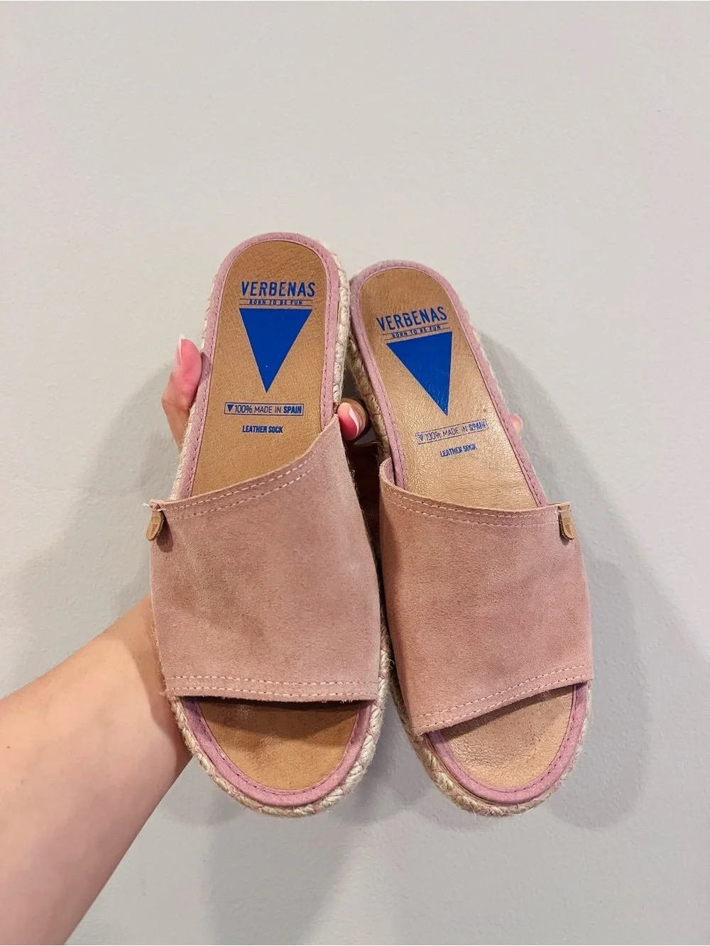 Verbenas Suede Espadrille Slide‎ Sandals Antique Blush Pink Women's 39/7